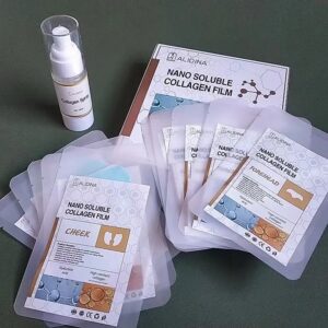 Parches de Colágeno Coreano Soluble, 5 Piezas High Purity Collagen Film+50ml Mist Kit, Mascarilla De Colágeno Facial, Highprime Collagen Film Para Las Arrugas,Las Ojeras
