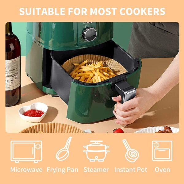 Air Fryer Disposable Paper Liner Non-stick Disposable Liners, 200PCS Air Fryer Disposable Paper Liners, 6.3In Round Air Fryer Parchment Paper - Imagen 10