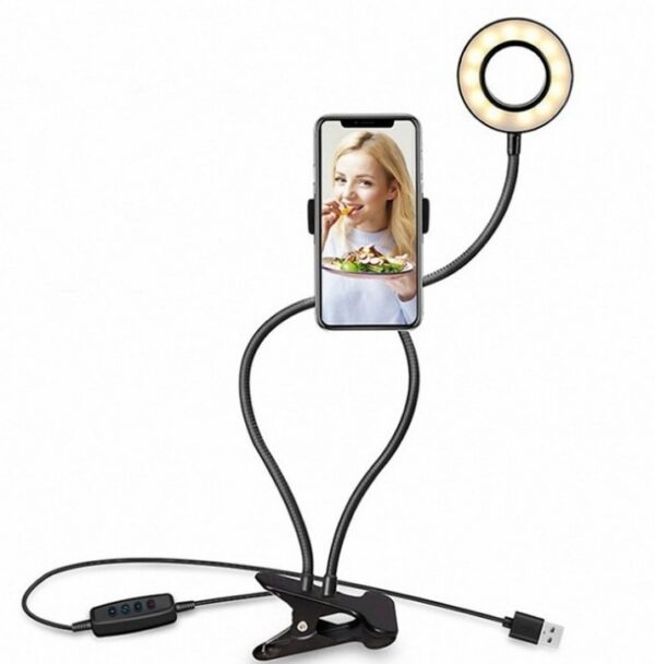 LED Selfie Ring Light for Live Adjustable Makeup Light-8cm Stand - Imagen 6