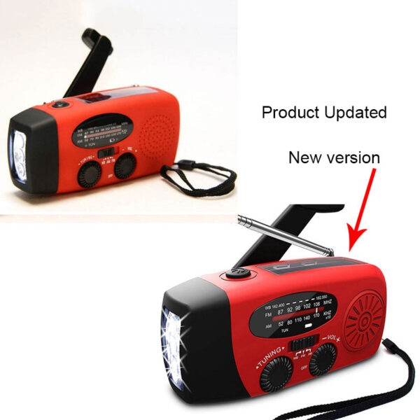 Solar hand crank USB charging radio flashlight - Imagen 8