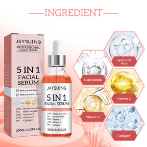 5 In 1 Facial Essence Moisturizes Skin, Tightens Skin, Lightens Spots, Acne, And Beautifies Skin Essence /Esencia facial 5 en 1: hidrata, reafirma, aclara manchas y acné, y embellece la piel.