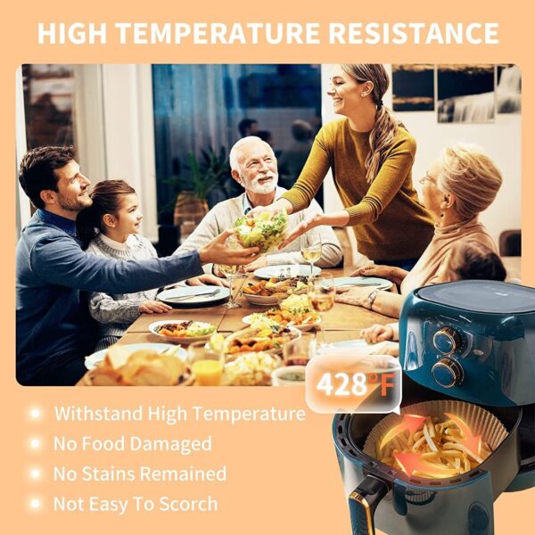 Air Fryer Disposable Paper Liner Non-stick Disposable Liners, 200PCS Air Fryer Disposable Paper Liners, 6.3In Round Air Fryer Parchment Paper - Imagen 3