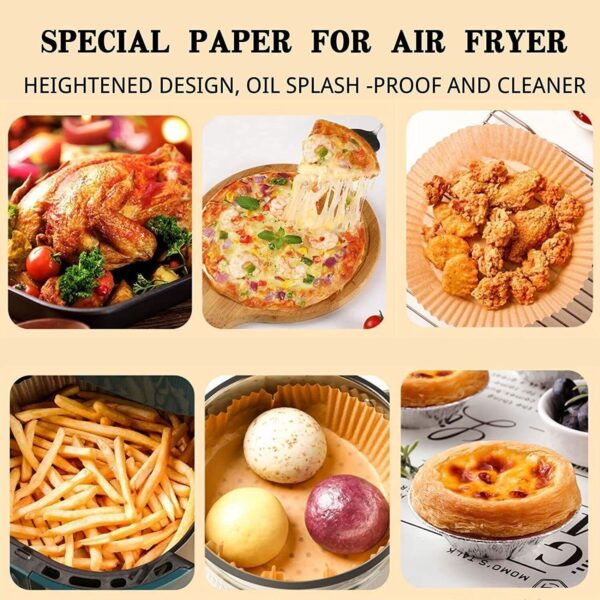 Air Fryer Disposable Paper Liner Non-stick Disposable Liners, 200PCS Air Fryer Disposable Paper Liners, 6.3In Round Air Fryer Parchment Paper - Imagen 4