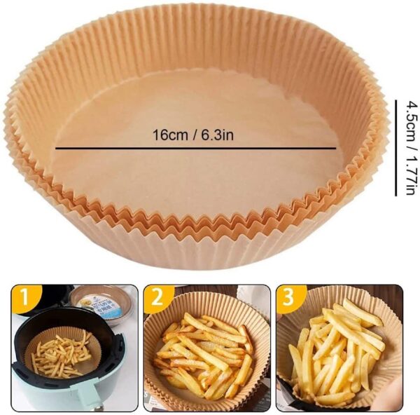 Air Fryer Disposable Paper Liner Non-stick Disposable Liners, 200PCS Air Fryer Disposable Paper Liners, 6.3In Round Air Fryer Parchment Paper - Imagen 5