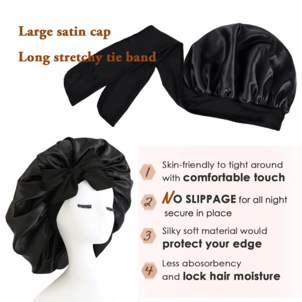 New Silk Bonnet For Sleeping Women Satin Bonnet Hair Bonnet Night Sleep Cap Scarf Wrap For Curly Hair With Tie Band For Curly Hair - Imagen 7