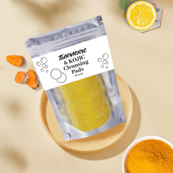Turmeric Exfoliating Cleansing Pads Compressed Facial Sponges Skin Care Tools For Face Clogged Pores Excess Oil Cleansing - Imagen 3