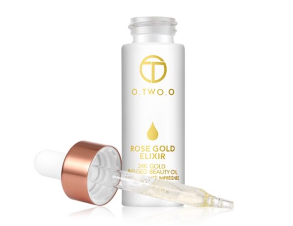 Aceite de maquillaje Elixir Skin de oro rosa de 24 k para rostro, aceite esencial antes de la base de maquillaje, aceite facial hidratante antienvejecimiento / 24k Rose Gold Elixir Skin Make Up Oil For Face Essential Oil Before Primer Foundation Moisturizing Face Oil Anti-aging - Imagen 5
