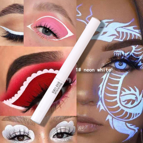Delineador de Ojos Profesional con Glitter – Maquillaje Neón UV de Larga Duración y Secado Rápido / Professional UV Neon Liquid Eyeliner with Glitter – Long Lasting Quick Dry Makeup - Imagen 6