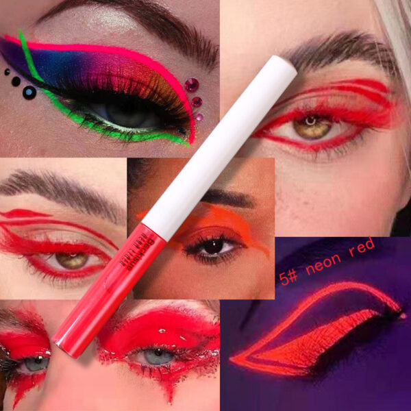 Delineador de Ojos Profesional con Glitter – Maquillaje Neón UV de Larga Duración y Secado Rápido / Professional UV Neon Liquid Eyeliner with Glitter – Long Lasting Quick Dry Makeup - Imagen 9