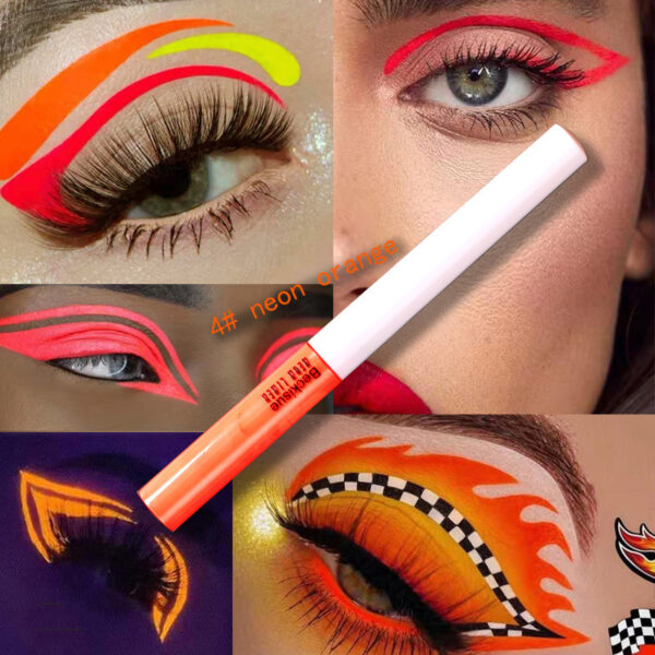 Delineador de Ojos Profesional con Glitter – Maquillaje Neón UV de Larga Duración y Secado Rápido / Professional UV Neon Liquid Eyeliner with Glitter – Long Lasting Quick Dry Makeup - Imagen 7