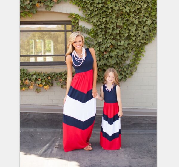 Nuevo vestido de tirantes sin mangas con rayas en contraste y patchwork / New Patchwork Contrast Striped Sleeveless Tank Dress - Imagen 5