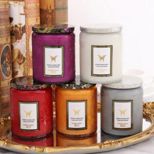 Embossed Glass Fragrance Handmade Gift Aromatherapy Soy Candles / Embossed Glass Fragrance Handmade Gift Aromatherapy Soy Candles
