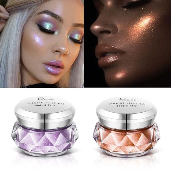 Iluminador facial, gel gelatinoso, sombra de ojos de sirena, brillo corporal, brillo para festivales, maquillaje, iluminador líquido dorado, bronceador. / Face Highlighter Jelly Gel Mermaid Eyeshadow Glow Body Glitter Festival Makeup Iluminador Gold Liquid Highlighter Bronzer