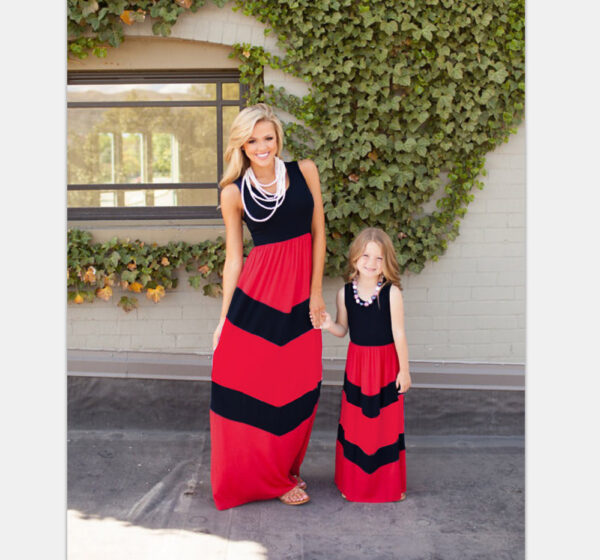 Nuevo vestido de tirantes sin mangas con rayas en contraste y patchwork / New Patchwork Contrast Striped Sleeveless Tank Dress - Imagen 2