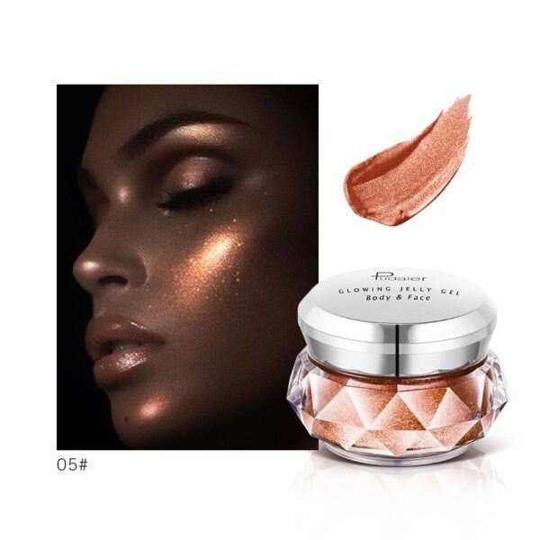 Iluminador facial, gel gelatinoso, sombra de ojos de sirena, brillo corporal, brillo para festivales, maquillaje, iluminador líquido dorado, bronceador. / Face Highlighter Jelly Gel Mermaid Eyeshadow Glow Body Glitter Festival Makeup Iluminador Gold Liquid Highlighter Bronzer - Imagen 3