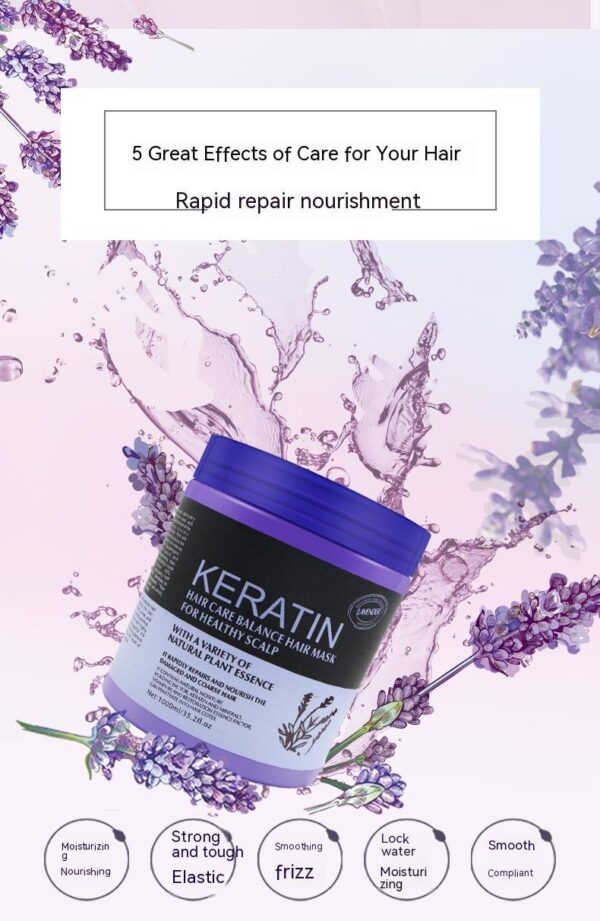 Mascarilla capilar nutritiva sin vapor de lavanda para el cuidado del cabello, reparación multiefecto, tratamiento capilar suave y maníaco, loción para el cuidado de la pielLavender / Non-Steamed Hair Care Nutrition Hair Mask Multi-Effect Repair Manic Soft Hair Treatment Skin care lotion - Imagen 4