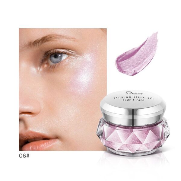 Iluminador facial, gel gelatinoso, sombra de ojos de sirena, brillo corporal, brillo para festivales, maquillaje, iluminador líquido dorado, bronceador. / Face Highlighter Jelly Gel Mermaid Eyeshadow Glow Body Glitter Festival Makeup Iluminador Gold Liquid Highlighter Bronzer - Imagen 7