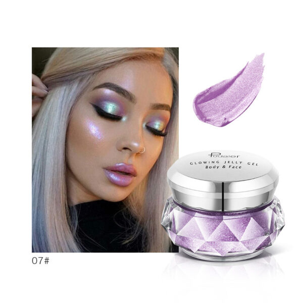 Iluminador facial, gel gelatinoso, sombra de ojos de sirena, brillo corporal, brillo para festivales, maquillaje, iluminador líquido dorado, bronceador. / Face Highlighter Jelly Gel Mermaid Eyeshadow Glow Body Glitter Festival Makeup Iluminador Gold Liquid Highlighter Bronzer - Imagen 4