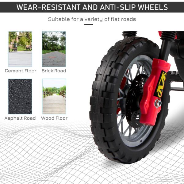Moto eléctrica para niños de 6 V con ruedas de entrenamiento, a batería, color rojo / Kids 6V Electric Ride-On Motorcycle With Training Wheels, Battery-Powered, Red - Imagen 8
