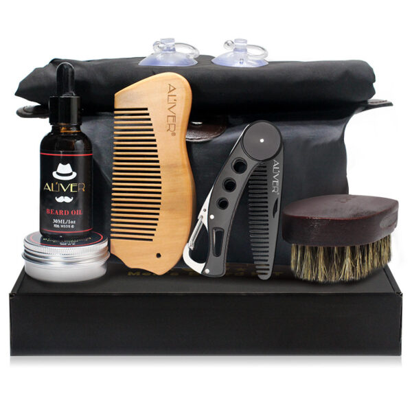Set de afeitado de barba y cabello para hombre, herramienta de baño, cepillo, peine, tijeras de afeitar, set de peinado limpio / bMan Hair Beard Shaving Set Bathroom Tool Brush Comb Shaving Scissors Clean Styling Set - Imagen 4