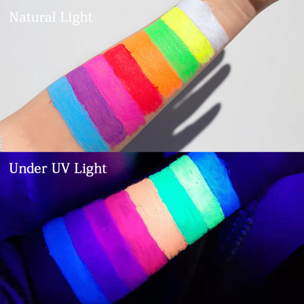 Delineador de Ojos Profesional con Glitter – Maquillaje Neón UV de Larga Duración y Secado Rápido / Professional UV Neon Liquid Eyeliner with Glitter – Long Lasting Quick Dry Makeup - Imagen 8