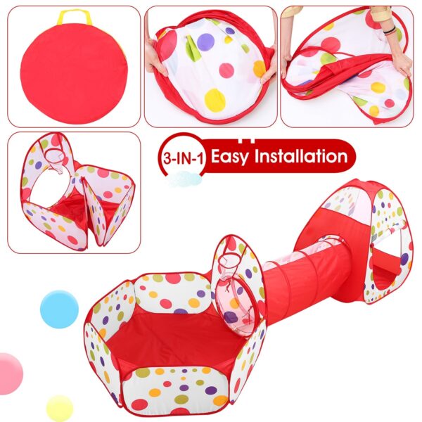 Tienda de campaña 3 en 1 para gatear con túnel para niños, con bolsa de almacenamiento para viajes en interiores y exteriores (pelotas no incluidas). / 1Pc 3 In 1 Child Crawl Tunnel Tent Kids Play Tent With Storage Bag For Indoor Outdoor Travel Balls Not Included - Imagen 2