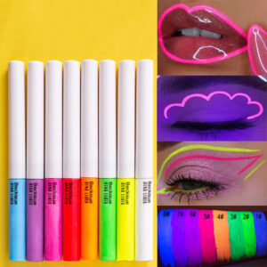 Delineador de Ojos Profesional con Glitter – Maquillaje Neón UV de Larga Duración y Secado Rápido / Professional UV Neon Liquid Eyeliner with Glitter – Long Lasting Quick Dry Makeup