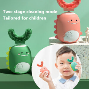 Cepillo de dientes eléctrico para niños en forma de U, cerdas suaves, impermeable, automático, ultrasónico, con patrón de dibujos animados _ U-Shaped Children's Electric Toothbrush Soft Bristles Waterproof  Automatic Ultrasonic Teeth Tooth Brush Cartoon Pattern