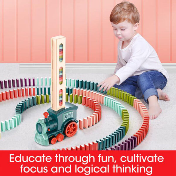 Tren de dominó, juguetes para bebés, coche, rompecabezas, liberación automática, licencia, bloques de construcción eléctricos, tren de juguete / Domino Train Toys Baby Toys Car Puzzle Automatic Release Licensing Electric Building Blocks Train Toy - Imagen 5