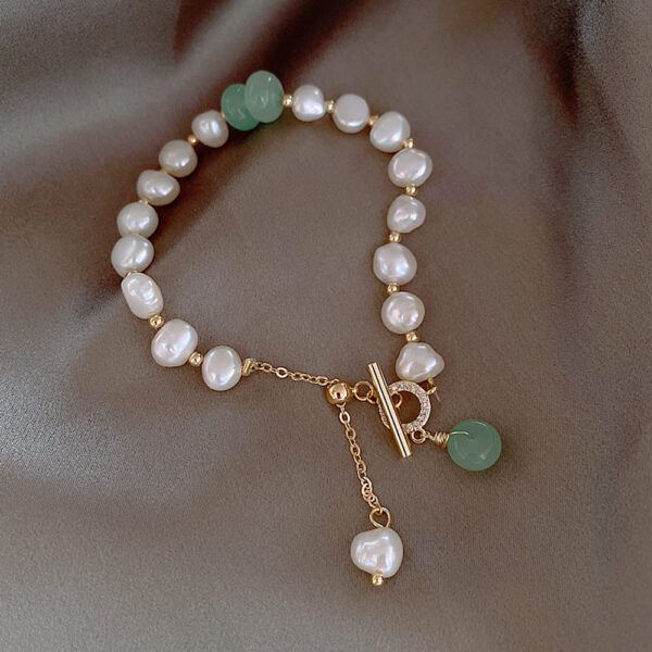 Pulsera ajustable de perlas de agua dulce irregulares para mujer / Women Irregular Freshwater Pearl Adjustable Bracelet - Imagen 5
