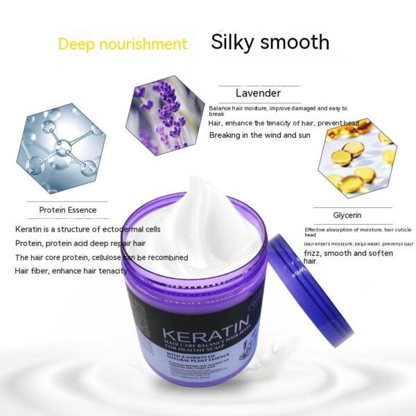 Mascarilla capilar nutritiva sin vapor de lavanda para el cuidado del cabello, reparación multiefecto, tratamiento capilar suave y maníaco, loción para el cuidado de la pielLavender / Non-Steamed Hair Care Nutrition Hair Mask Multi-Effect Repair Manic Soft Hair Treatment Skin care lotion - Imagen 7