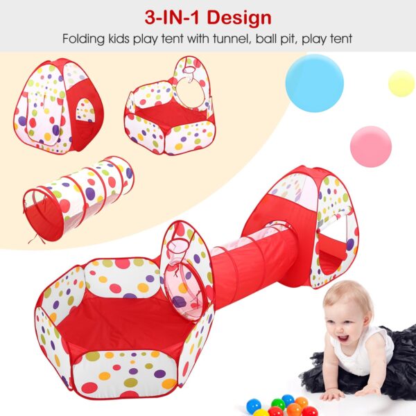 Tienda de campaña 3 en 1 para gatear con túnel para niños, con bolsa de almacenamiento para viajes en interiores y exteriores (pelotas no incluidas). / 1Pc 3 In 1 Child Crawl Tunnel Tent Kids Play Tent With Storage Bag For Indoor Outdoor Travel Balls Not Included - Imagen 3